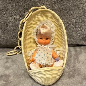 Vintage Kmart Baby Doll in Hanging Chair – Hard Body – New Without Box